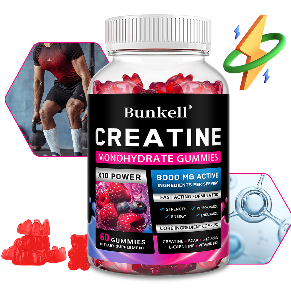 Pre Workout Supplement - クレアチン一水和物グミ - 8000 mg、ワークアウト前/後、フィットネス、筋力、筋肉増強にエネルギー補給
