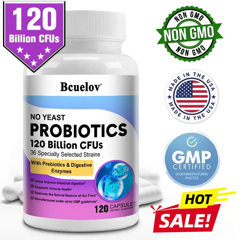 Digestive Enzyme Blend - プロバイオティクス 120 億 CFU 36 株、消化と免疫サポートのためのプレバイオティクスと消化酵素を含む