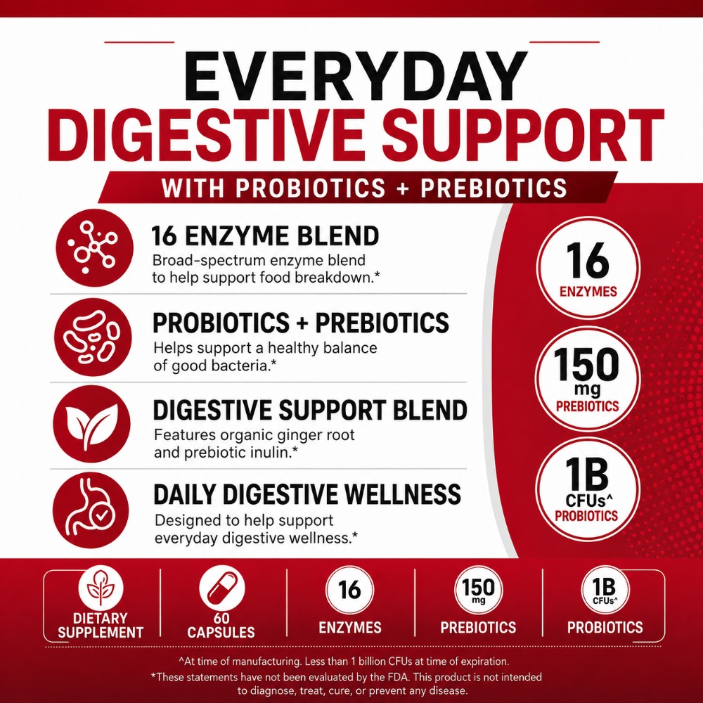 10億CFUのプロバイオティクスとプレバイオティクスを配合し - Digestive Enzyme Blend のレビューと価格