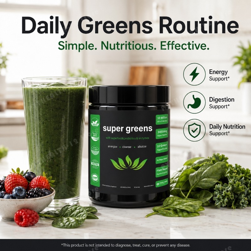 スーパーグリーンズパウダー（フルーツと野菜のブレンド、プロバ - Digestive Enzyme Blend のレビューと価格