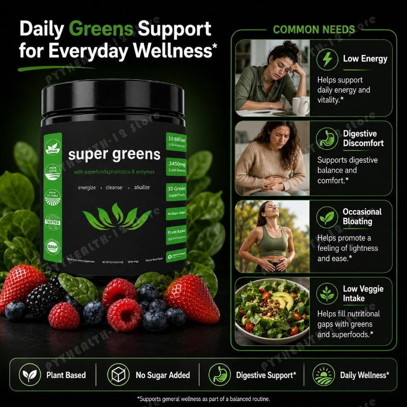 スーパーグリーンズパウダー（フルーツと野菜のブレンド、プロバ - Digestive Enzyme Blend のレビューと価格
