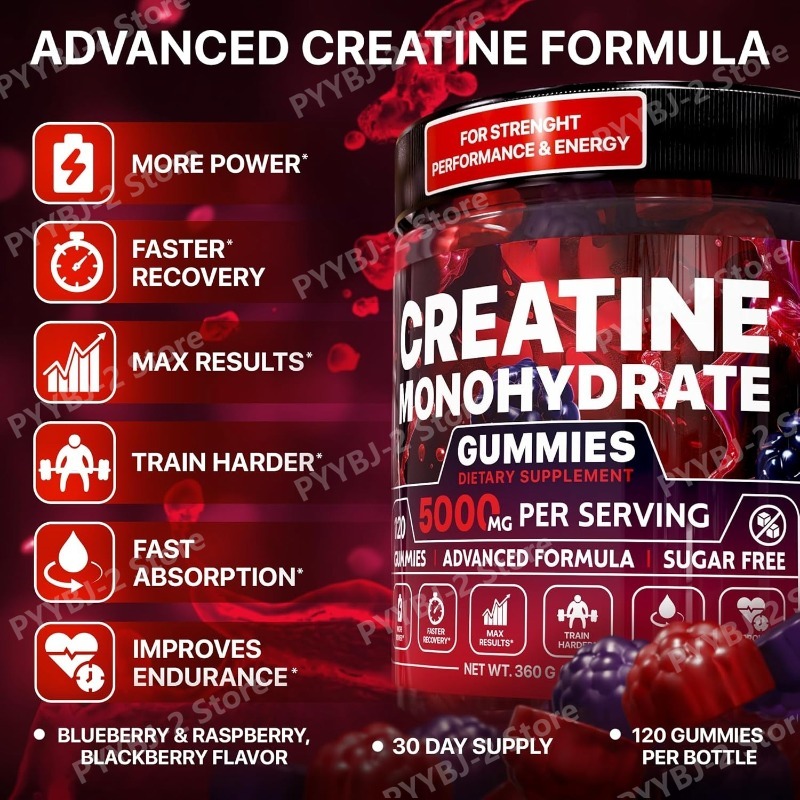 クレアチン一水和物グミ ラズベリー＆ブラックベリー風味 砂糖 - Pre Workout Supplement のレビューと価格